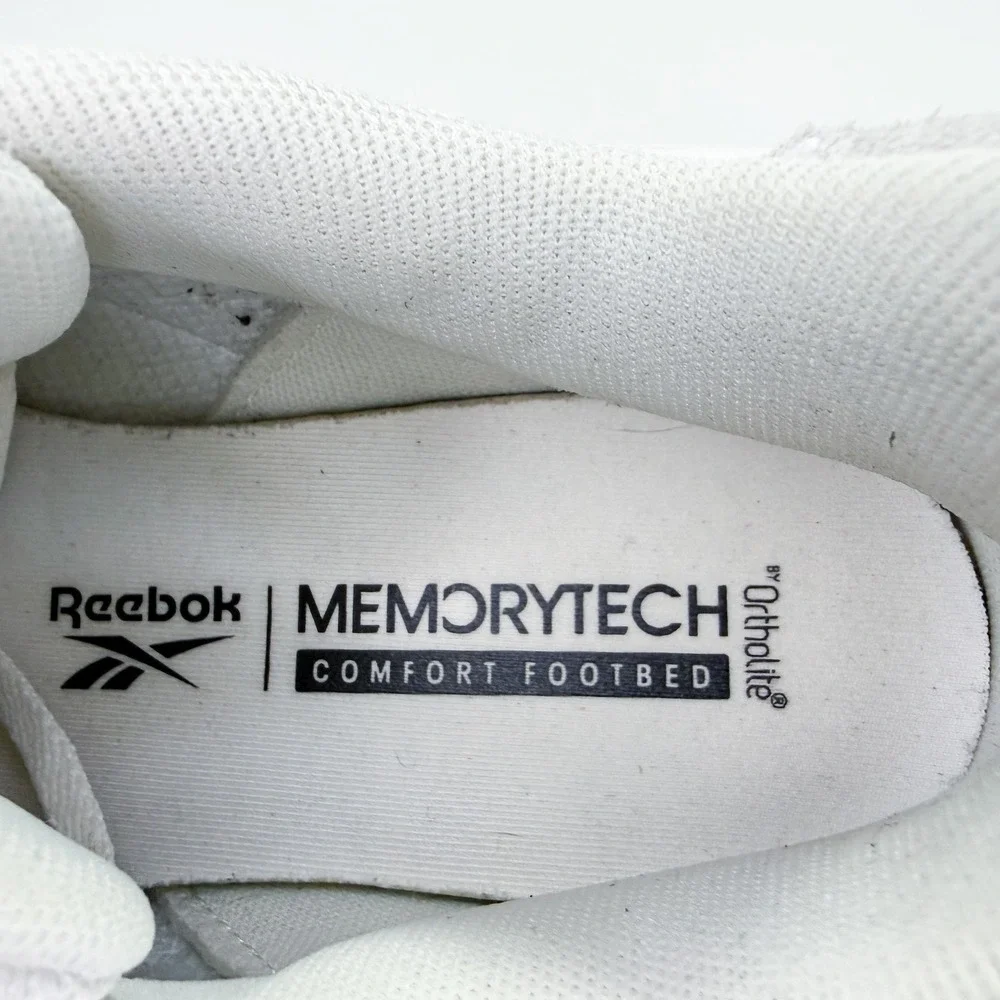 Reebok Classic Leather White Blue Sneakers Mens‎ 9.5 Casual Retro Shoes